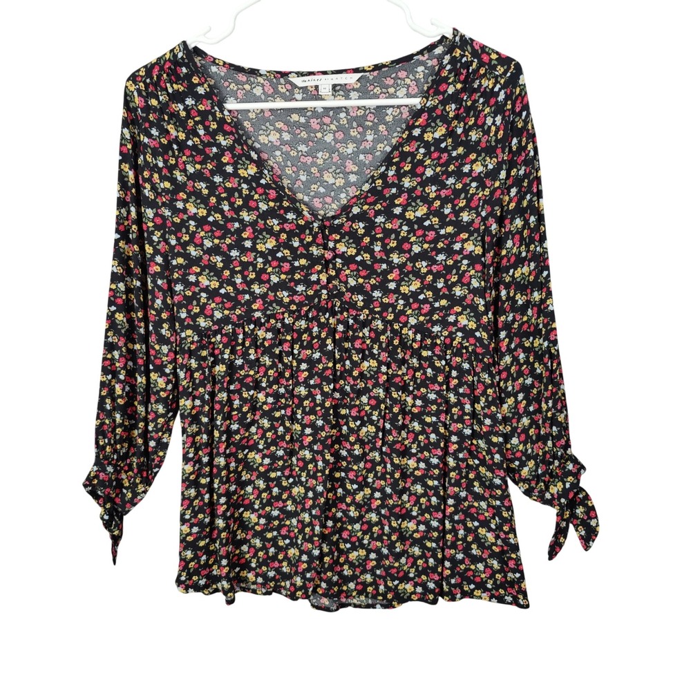 The Nines by Hatch Floral Cottage Peasant VNeck Babydoll Tunic Top Maternity XS‎